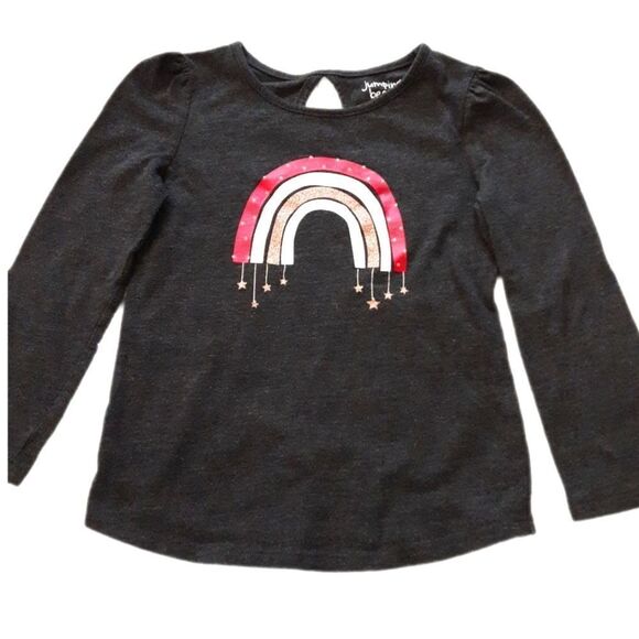 JUMPING BEANS Tee Rainbow Long-Sleeved Sparkly Girls Size 5 - Picture 1 of 3